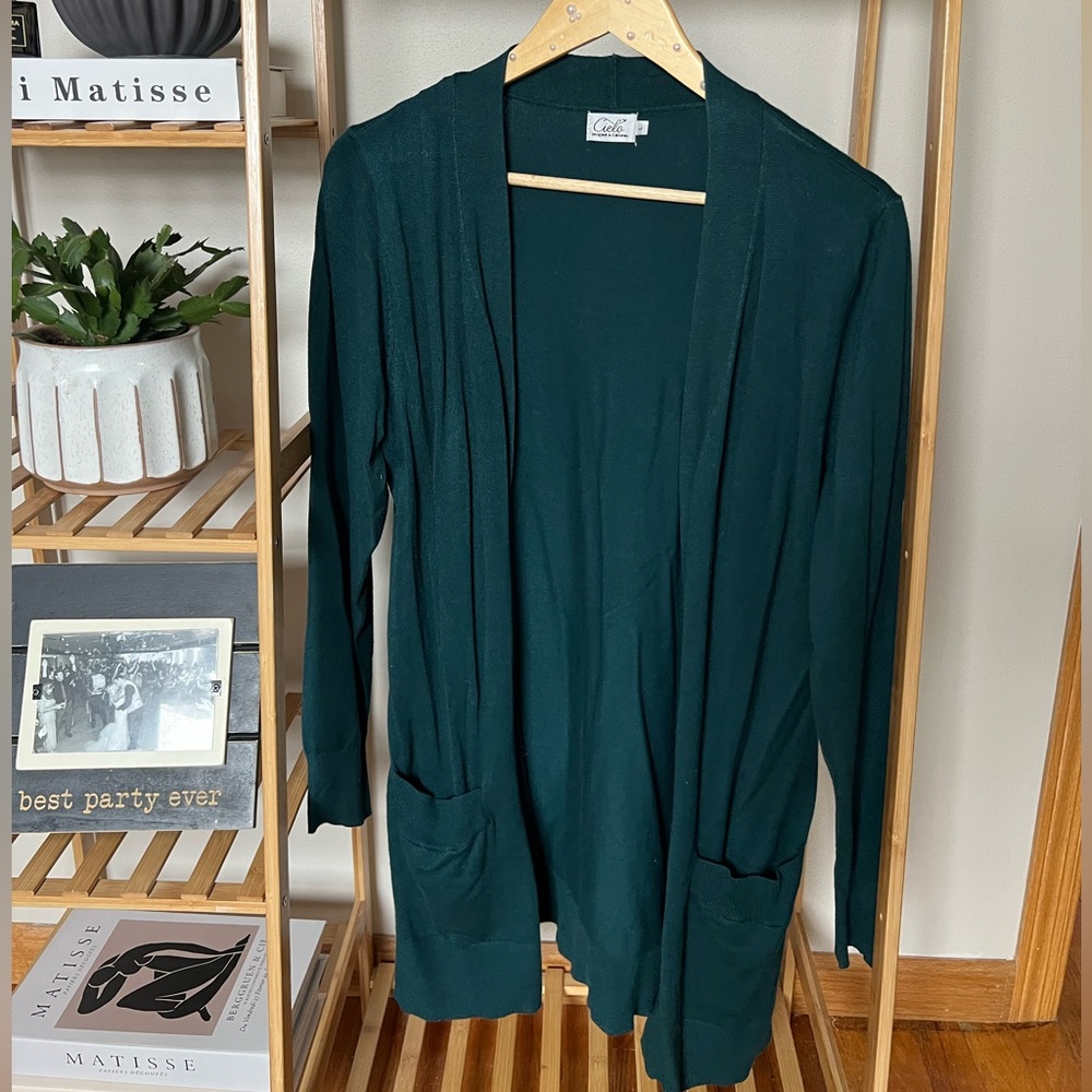 Dark Green Cardigan with Pockets